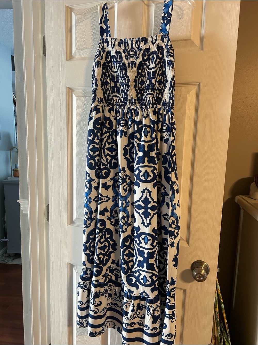 Cupshe Blue and White Smocked Maxi Sundress - Picture 2 of 2